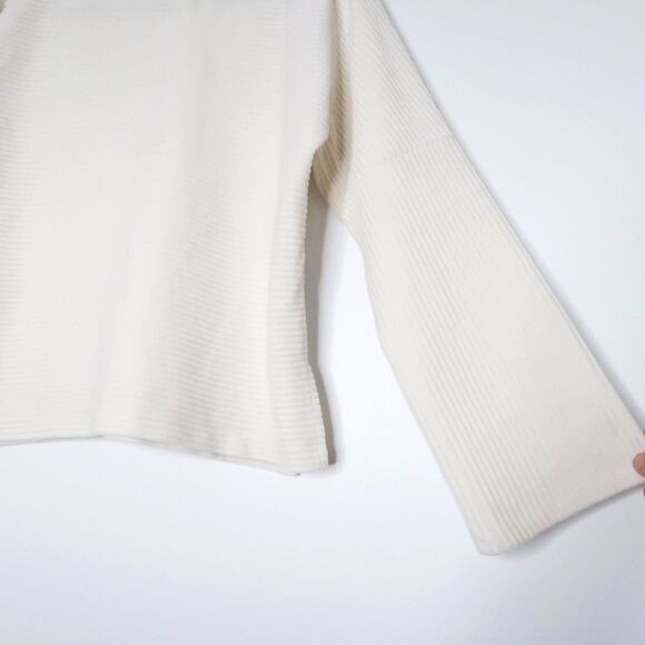 Madewell Texture & Thread Womens Mockneck Sweater Size Small White Velour Ribbed - Picture 7 of 9